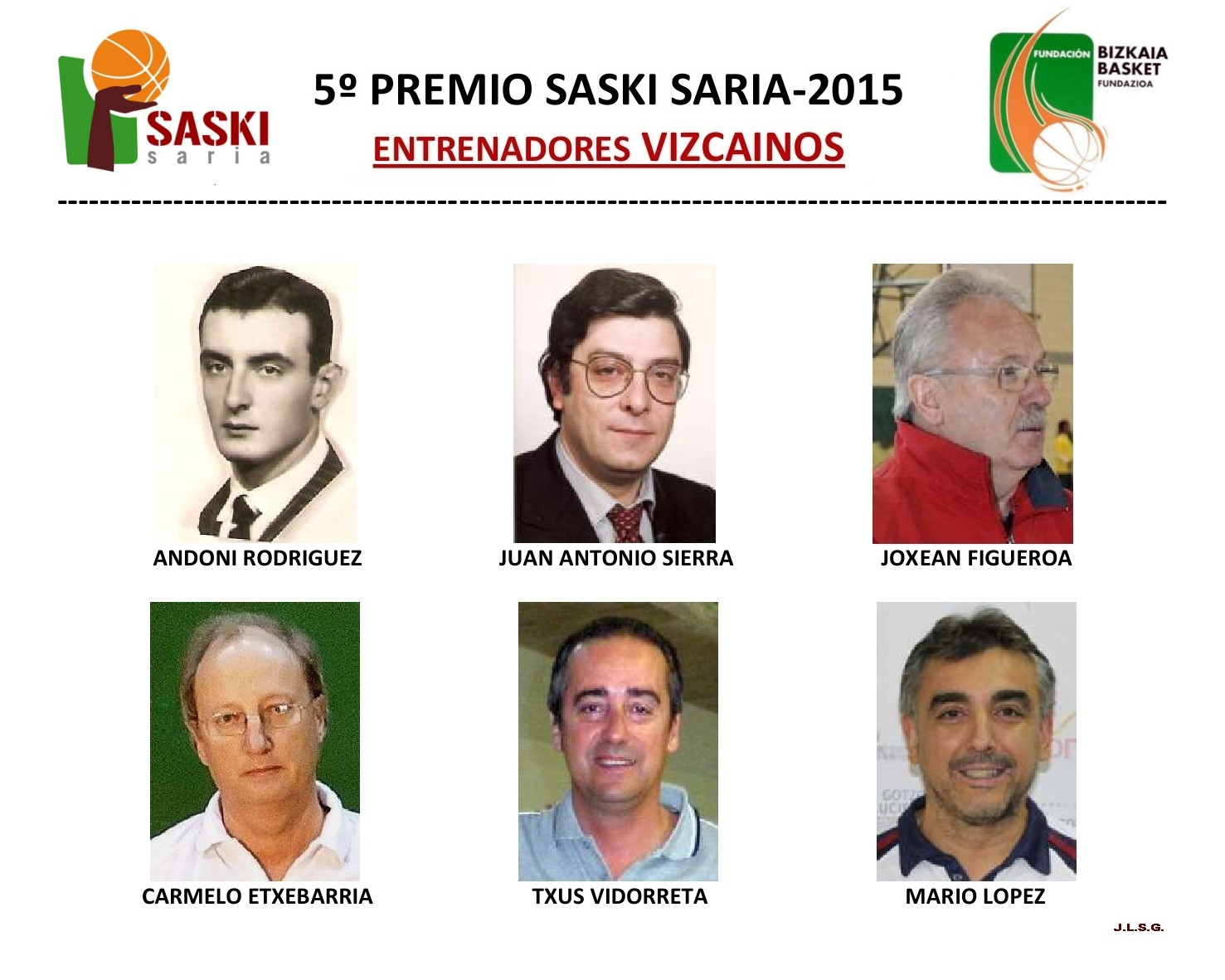 Destacados entrenadores vizcaínos serán galardonados con el Saski Saria dentro de la VI Cena Solidaria